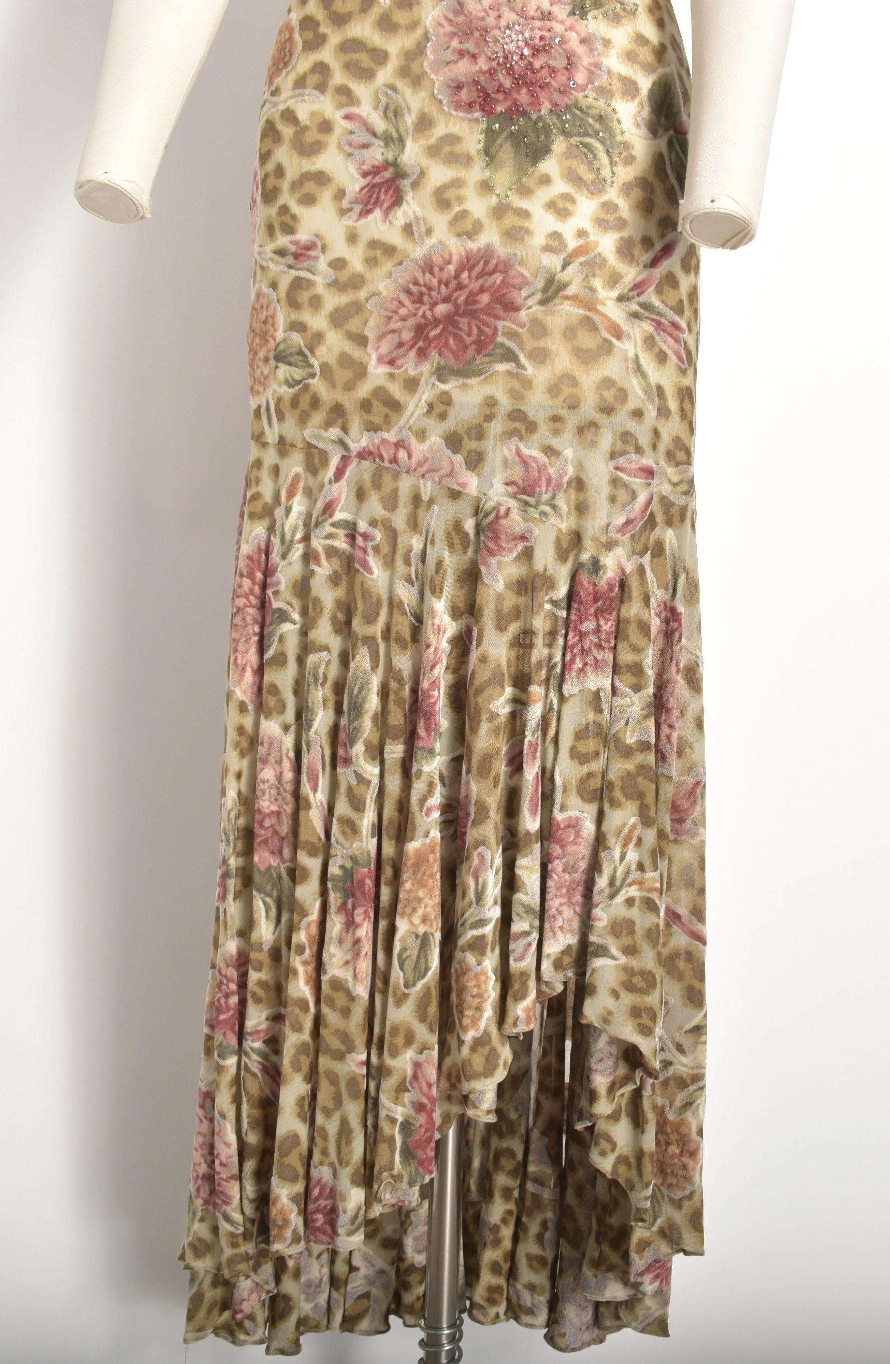 90s Diane Freis Floral Cheetah Dress-XS/S — La Poubelle Vintage